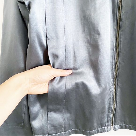 DKNY Gray Metallic Satin Zip Bomber Jacket M - Picture 5 of 13